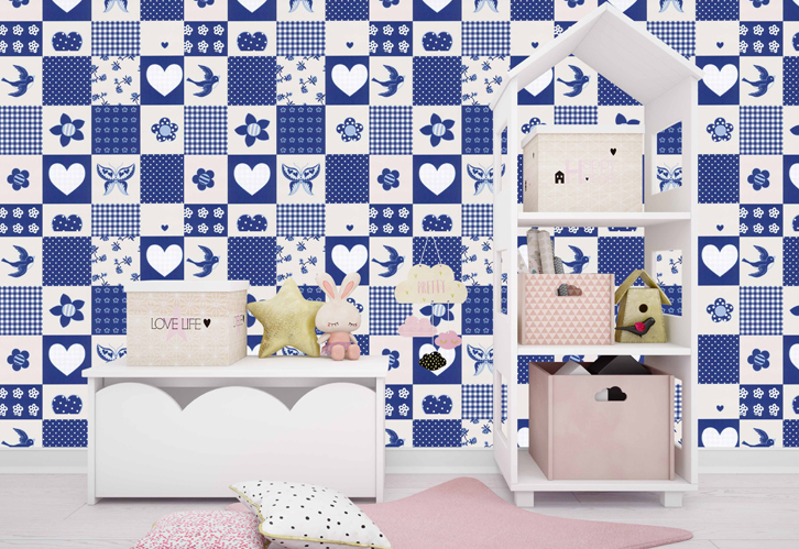 Papel de parede com estilo Patchwork para quarto infantil