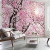 Ambiente decorado com Painel fotográfico com flor de cerejeira