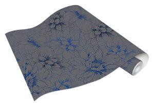 Rolo Papel de Parede Flores Cinza e Azul Ref. 5425-15