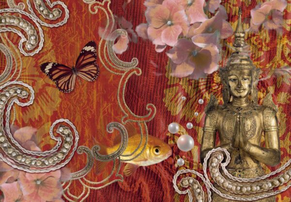 Painel Fotográfico Borboletas e Buddha - 8-890