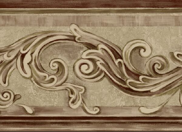 Faixa de Papel de Parede Arabesco Horizontal Marrom