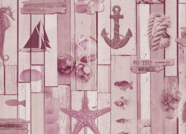 Papel de Parede Infantil Fundo do Mar Ripado Rosa