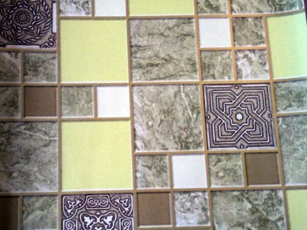 Papel de Parede Azulejo Verde e Cinza