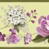 Faixa de Papel de Parede com desenho de flores Rosa e Fundo Verde - Image 2