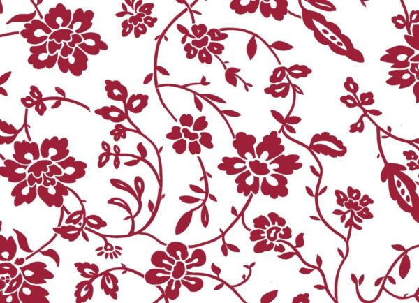 Papel de Parede Arabesco Floral Vermelho e Branco