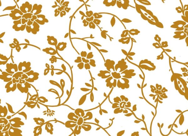 Papel de Parede Floral cor Mostarda e fundo Branco