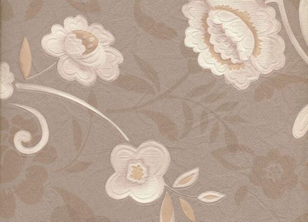 Papel de Parede florido cor marrom e bege