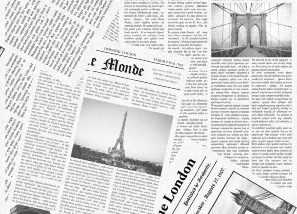 Papel de Parede Jornal 3D Preto e Branco