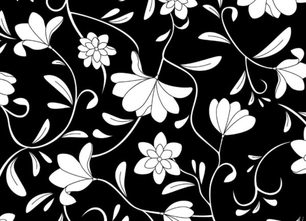 Papel de Parede Arabesco Floral Preto e Branco