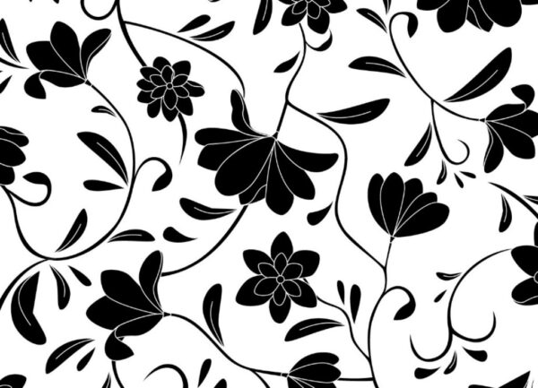 Papel de Parede Arabesco com flores Preto e Branco