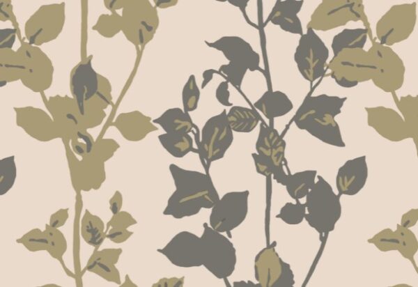 Papel de Parede Folhagem Marrom e Dourado