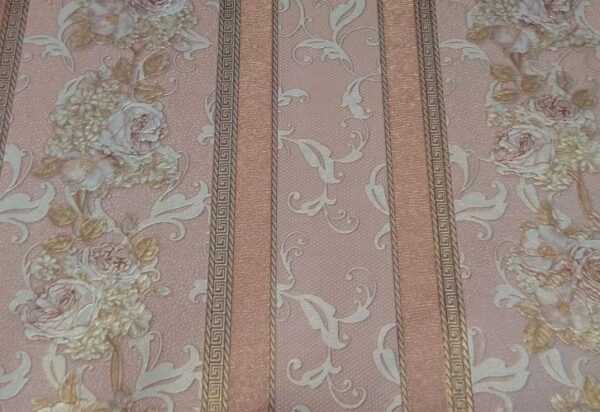 Papel de Parede Listrado Floral Rosa Provençal