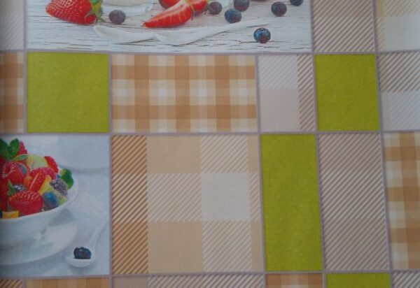 Papel de Parede Morangos - Bege e Verde