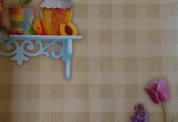 Papel de Parede Cozinha Xadrez Bege