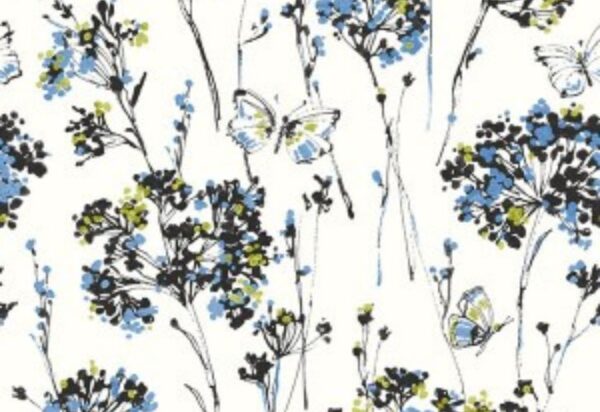 Papel de Parede Floral e Borboleta Azul