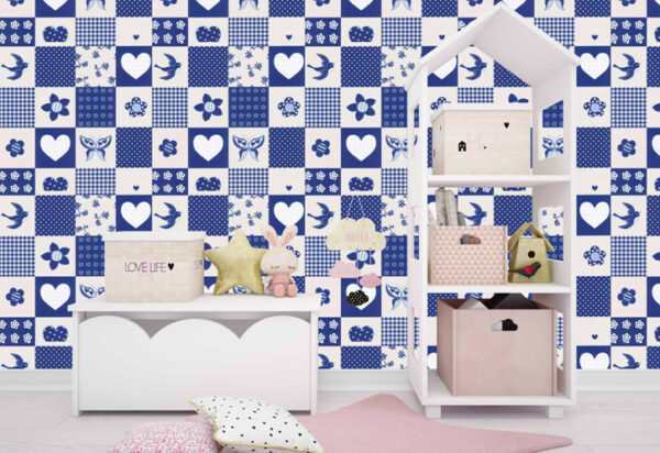 Papel de Parede Patchwork Azul - 05626-40