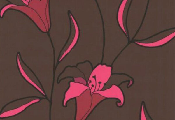 Papel de Parede Floral Marrom e Rosa - 03956-30
