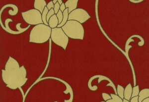 Papel de Parede Floral Dourado e Vermelho - 13092-30